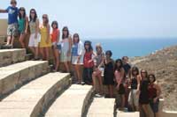 Summer in the Mediterranean students at ancient Roman amphitheatre at Kourion